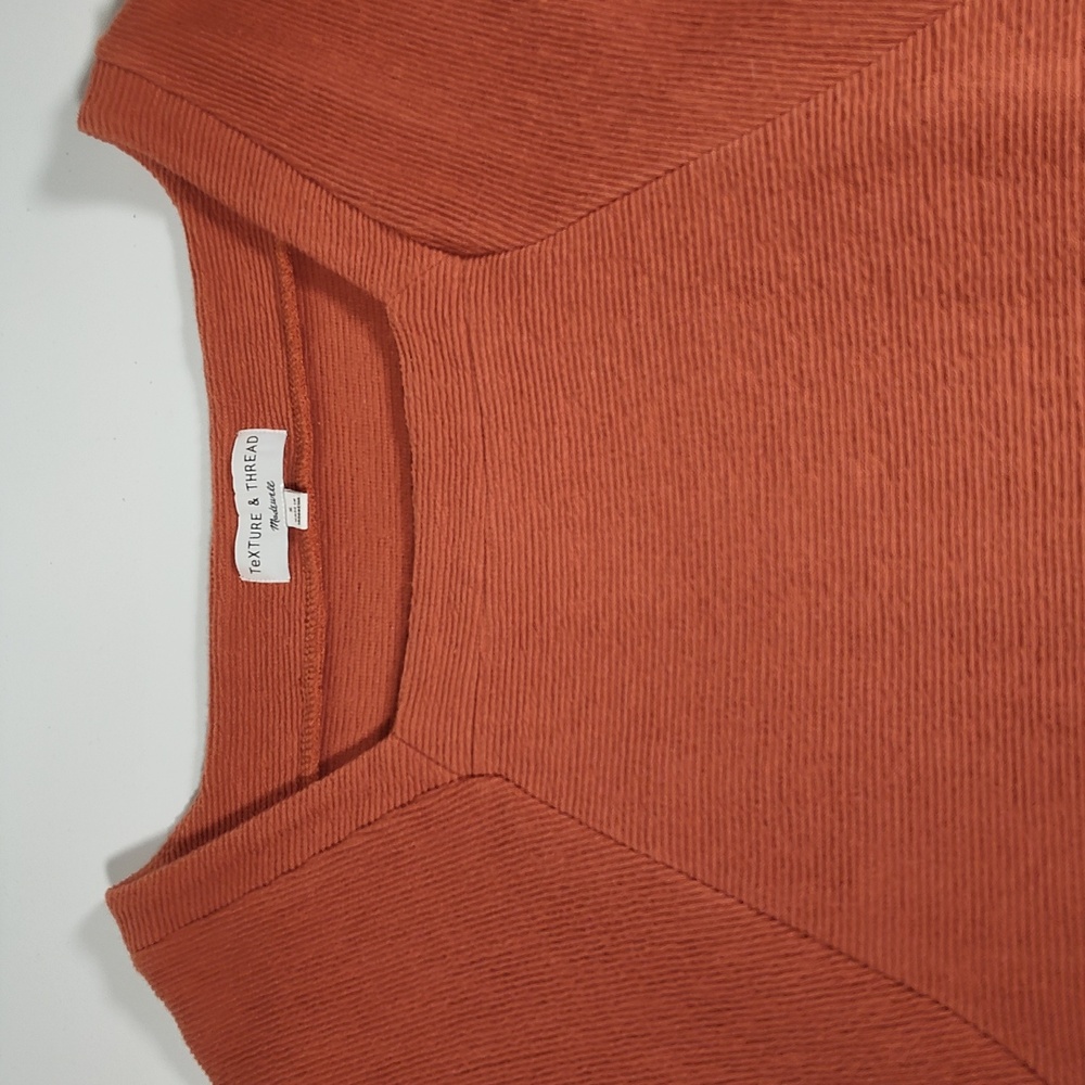 Madewell Texture & Thread Square Neck Ribbed Orange Dress S - Picture 8 of 12